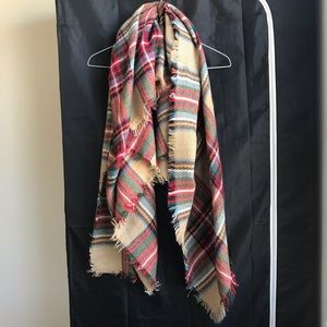 Stylish plaid blanket scarf